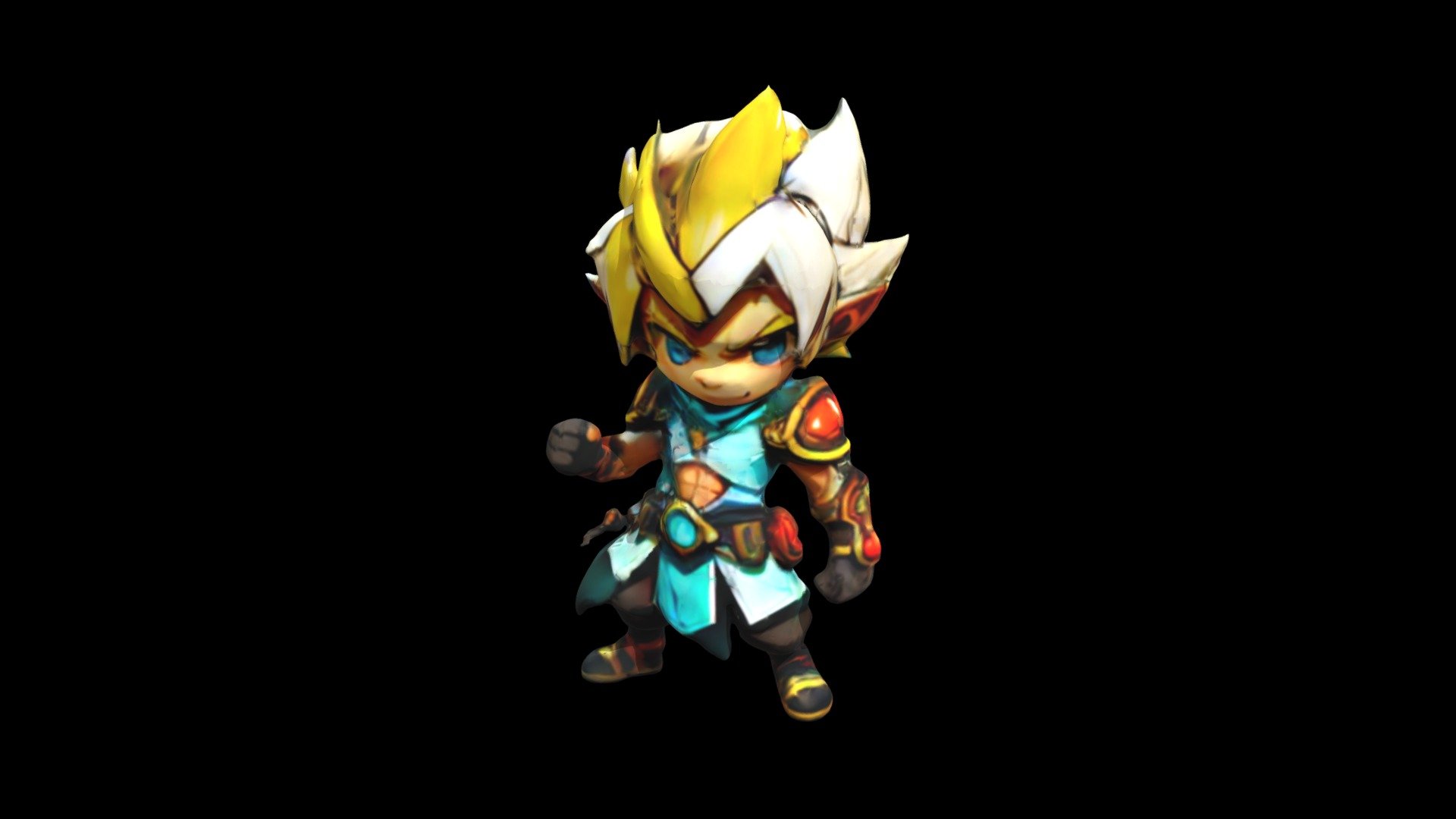 a cartoon character with yellow hair and blue - Download Free 3D model ...