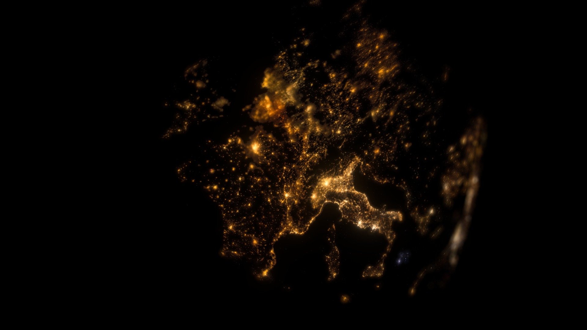 Western Europe To Arabian Peninsula at night