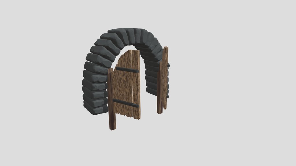 stone arch wooden plank door