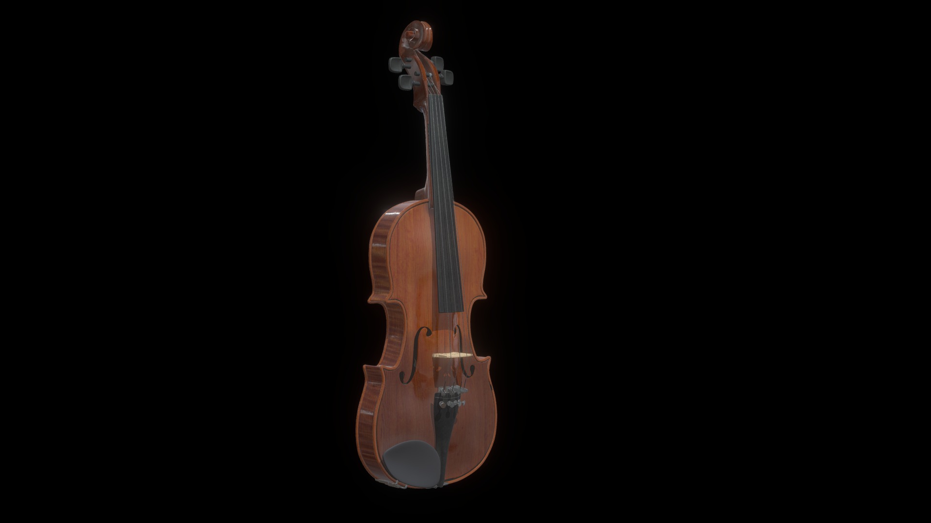 3D model Adult Violin - This is a 3D model of the Adult Violin. The 3D model is about a brown guitar on a black background.
