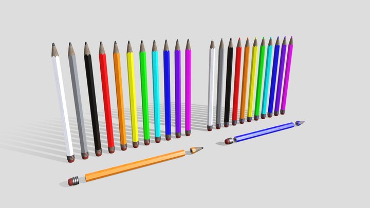 Pencils and Crayons 3D Model