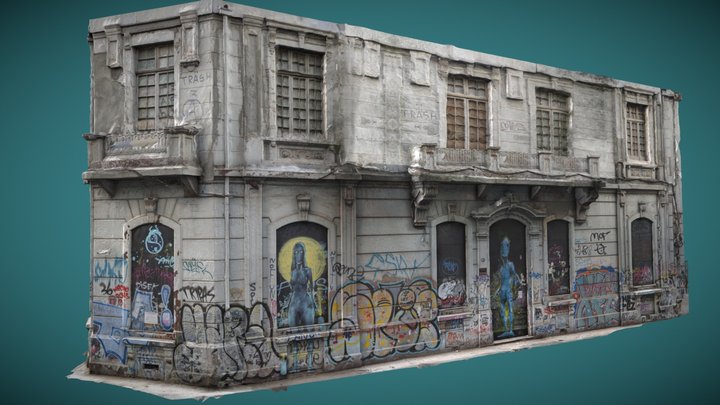 Chilean Abandoned Building with Alien Graffiti 3D Model
