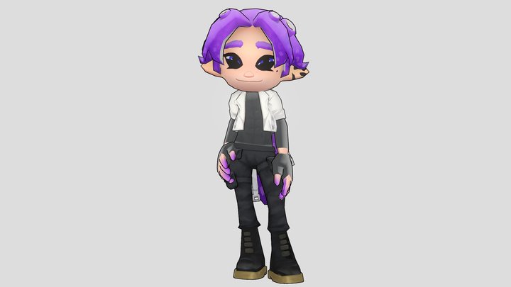 Handpaint Lowpoly OC Character （Pose 07） 3D Model