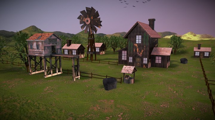 Farm Village – Stylized Medieval Farm 3D Model