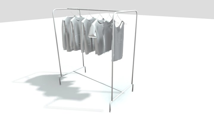 Hanged Tshirts Cloth Rack 3D model 3D Model