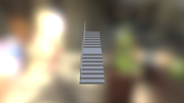 Stainless steel railing on concrete stairs 3D Model