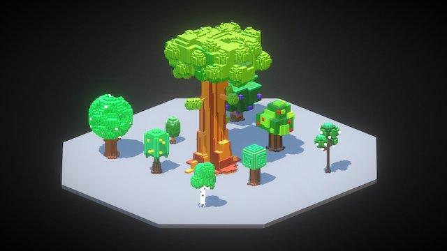 Low Poly Boxy-Stylized Trees #0 3D Model