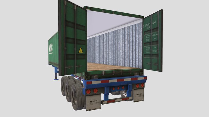 Semi-Truck Trailer (low poly) 3D Model