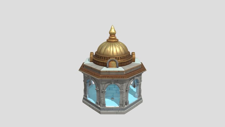 ornate octagonal stone pavilion 3D Model