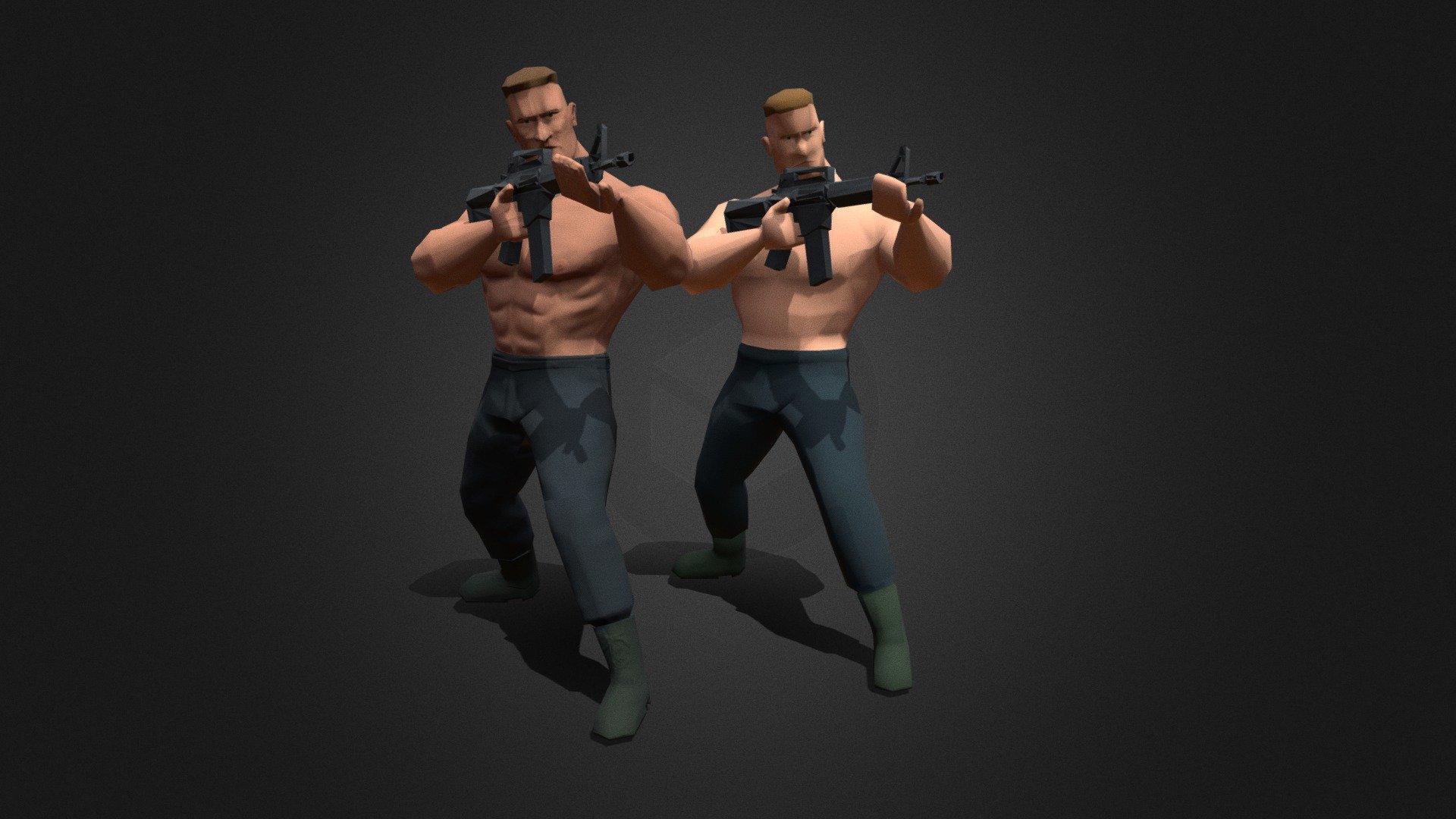 Lowpoly Rambo, Simple and Complex textured - 3D model by owowowsam ...