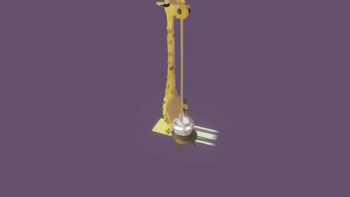 Giraffe Eating 3D Model