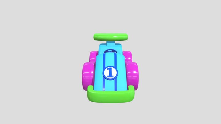 Cartoon Race Car 3D Model