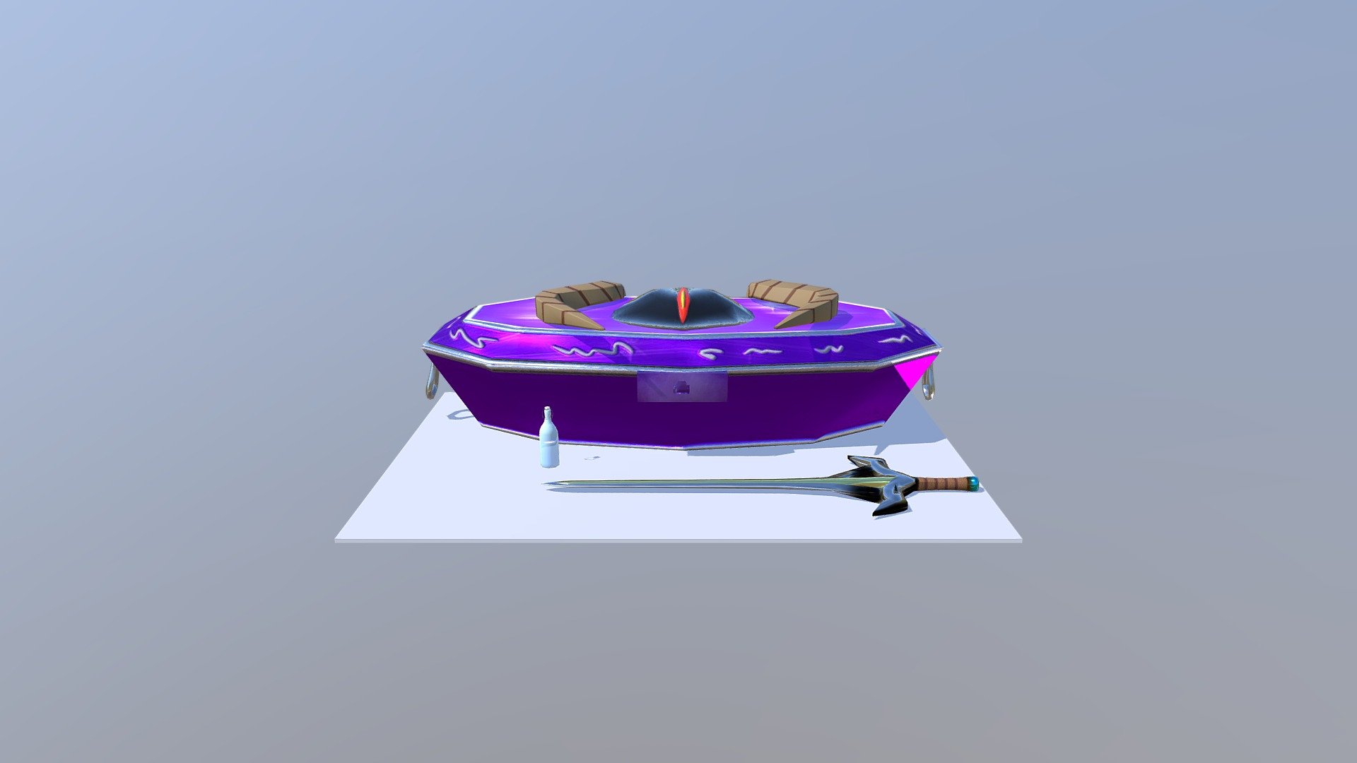 bottel sword and chest