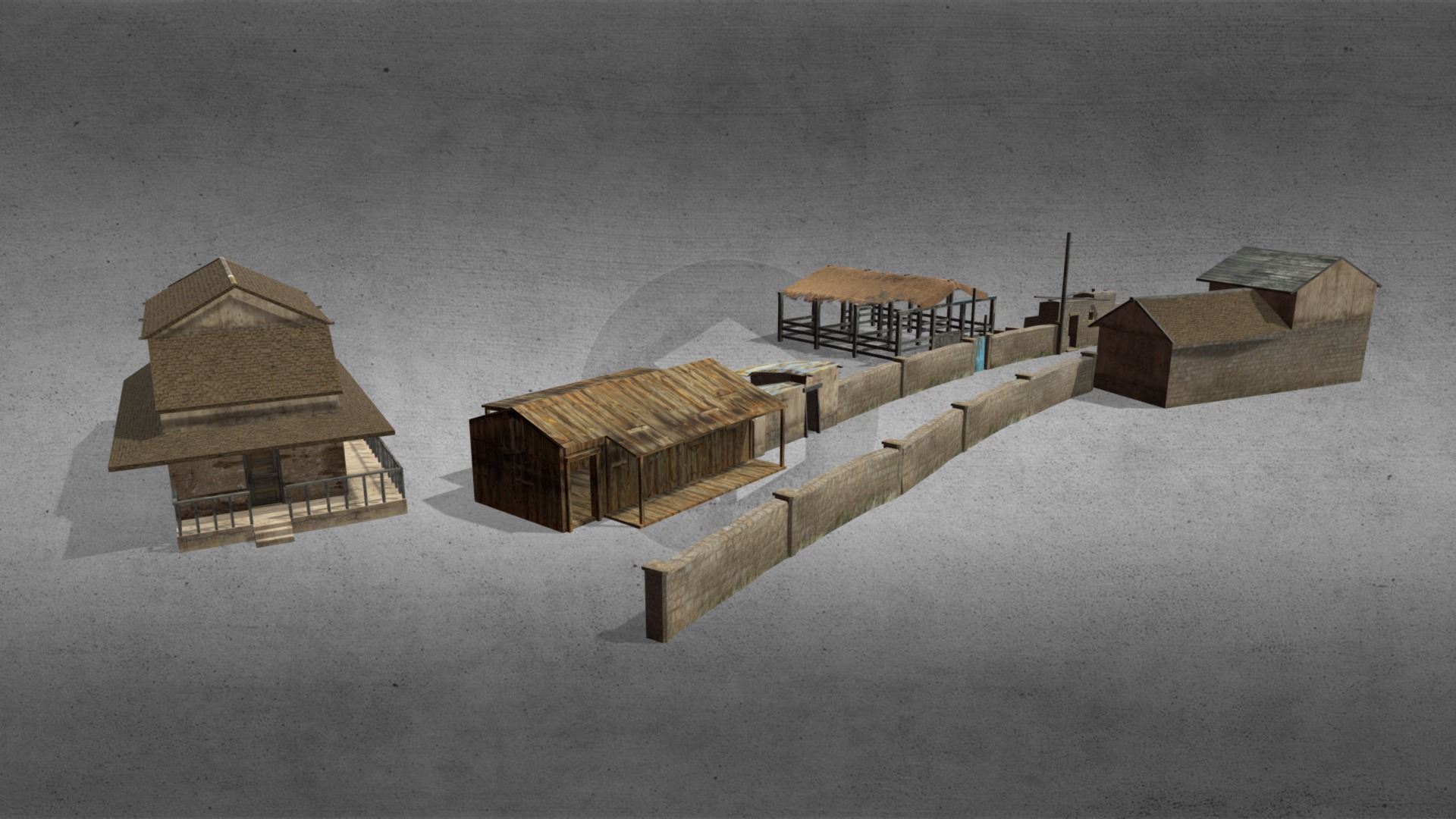 3D model Shanty 2 Farm - This is a 3D model of the Shanty 2 Farm. The 3D model is about a group of buildings in a snowy area.