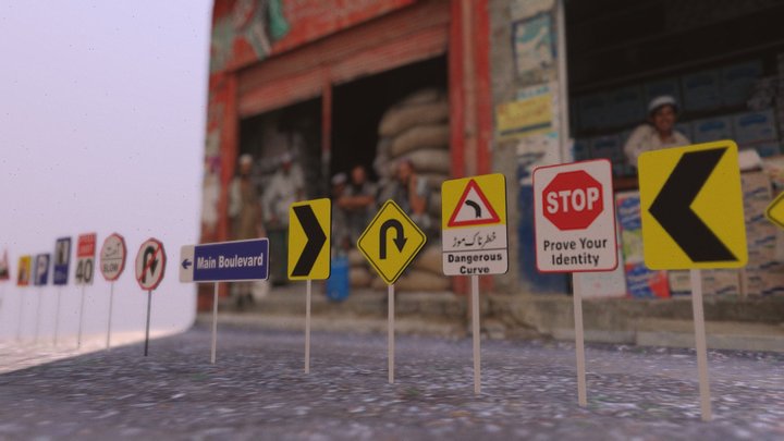 Urdu Road signs in Pakistan – Modello 3D gratuito STL