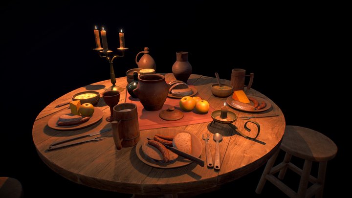 Medieval Tableware Props Pack 3D Model