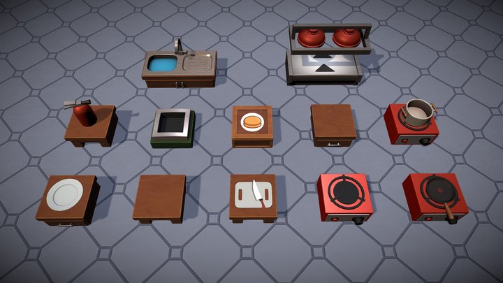 Overcooked Kitchen Assets (Fan Art) 3D Model
