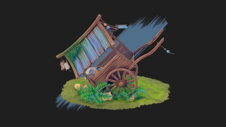 Wooden Cart 3D Model
