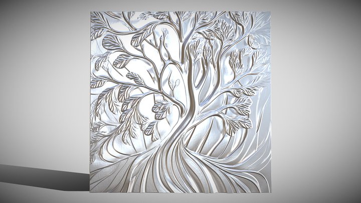 Bas-relief "Old Tree" 3d file for CNC 3D Model