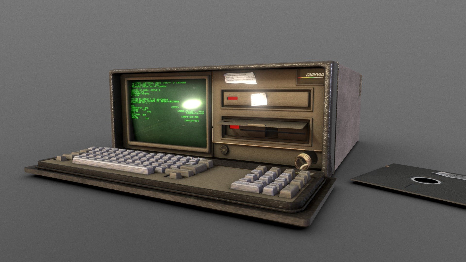 Baked Retrocomputer Asset Compaq Portable II IBM - Download Free 3D ...