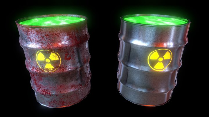 Toxic Waste Barrels - Sci-Fi Props 3D Model