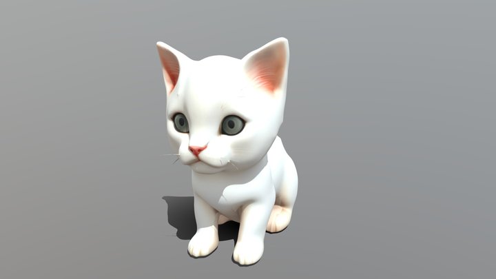 Cute white kitten 3D Model