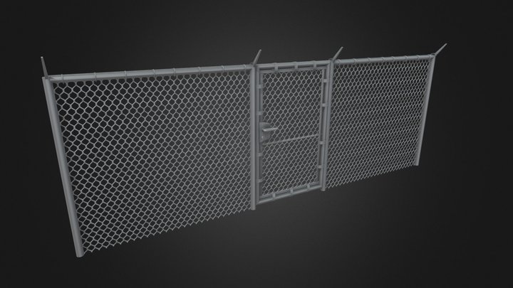 Wire Fence and Door Set 3D Model
