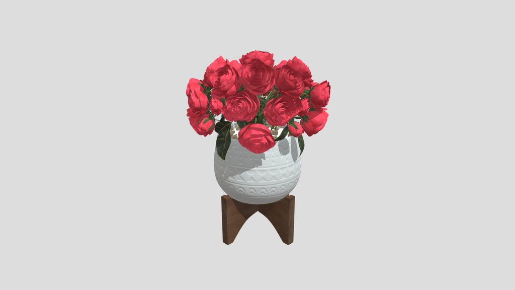 White Ceramic Vase With Red Roses