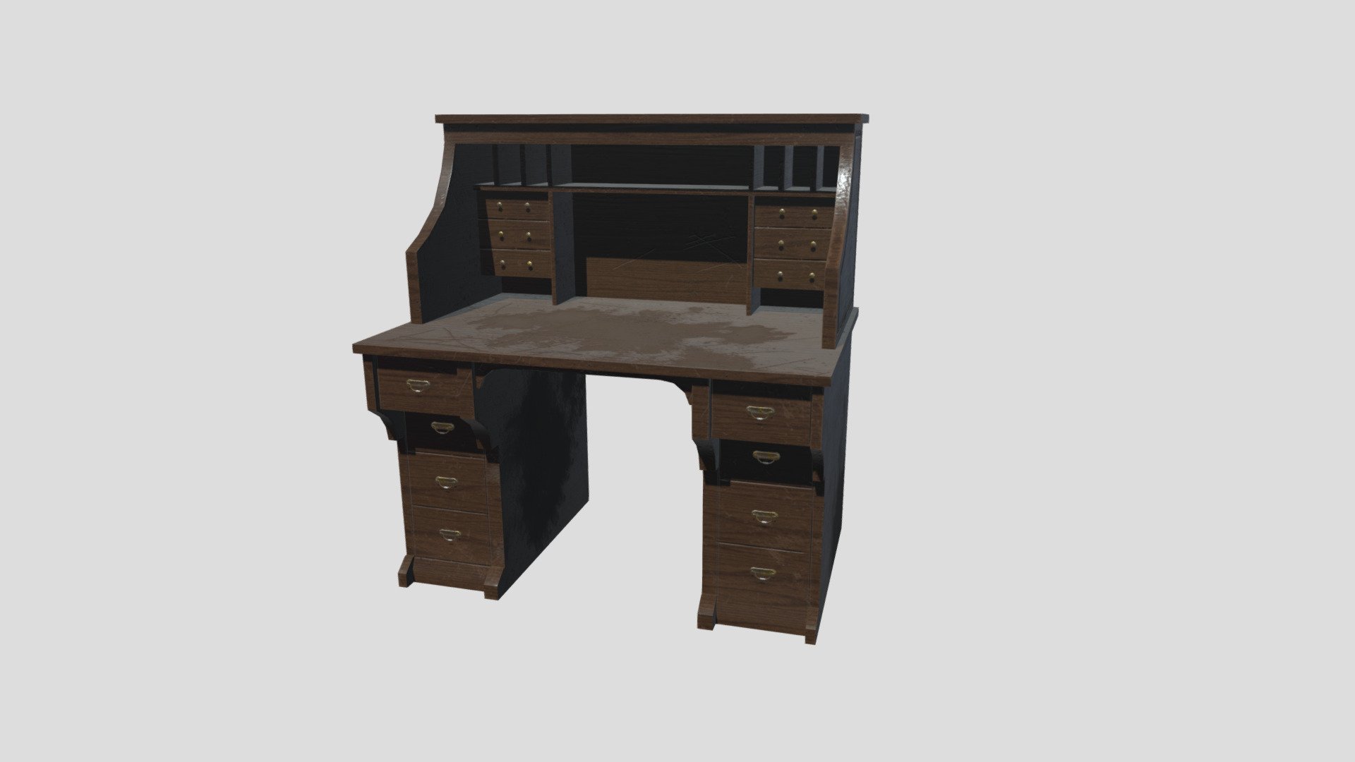Wooden Desk Game Prop Low Poly