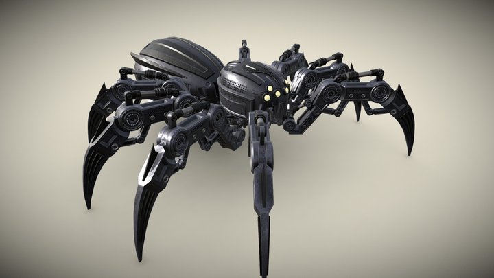 Sci-Fi Spider metal PBR low-poly game ready 3D m 3D Model