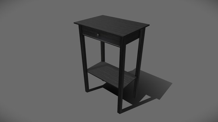 Black Coffee Table With Functioning Drawer 3D Model
