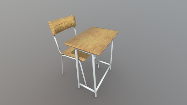 School Char and Desk 3D Model