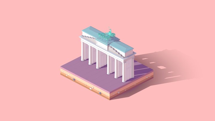 Cartoon Lowpoly Berlin Brandenburg Gate 3D Model
