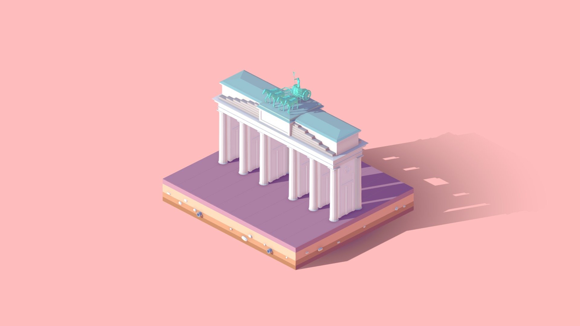 Cartoon Lowpoly Berlin Brandenburg Gate