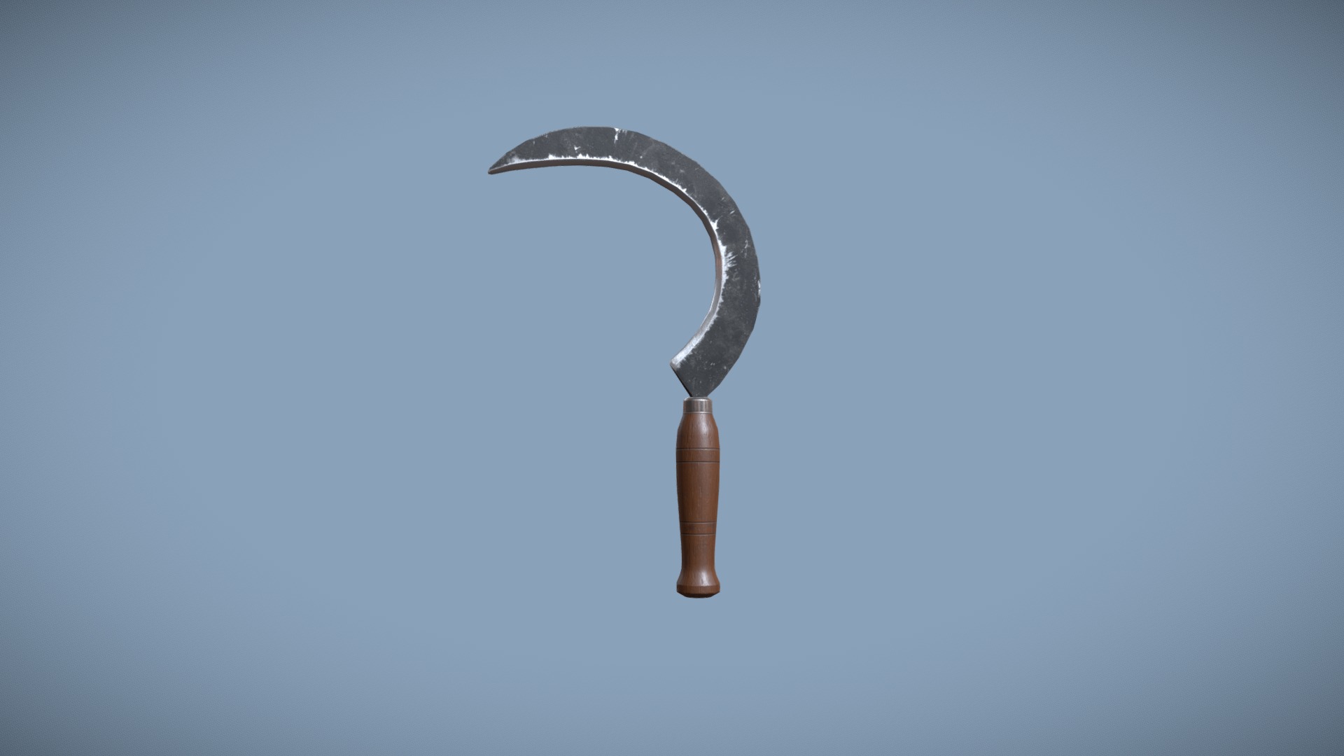 3D model Low poly garden sickle - This is a 3D model of the Low poly garden sickle. The 3D model is about a metal object with a handle.