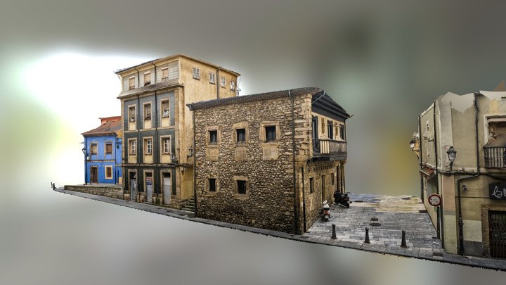 Old town side street houses scan 3D Model
