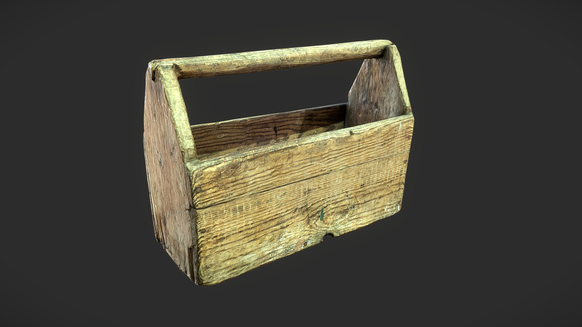 3D model Old Wooden Toolbox - This is a 3D model of the Old Wooden Toolbox. The 3D model is about a wooden box with a handle.