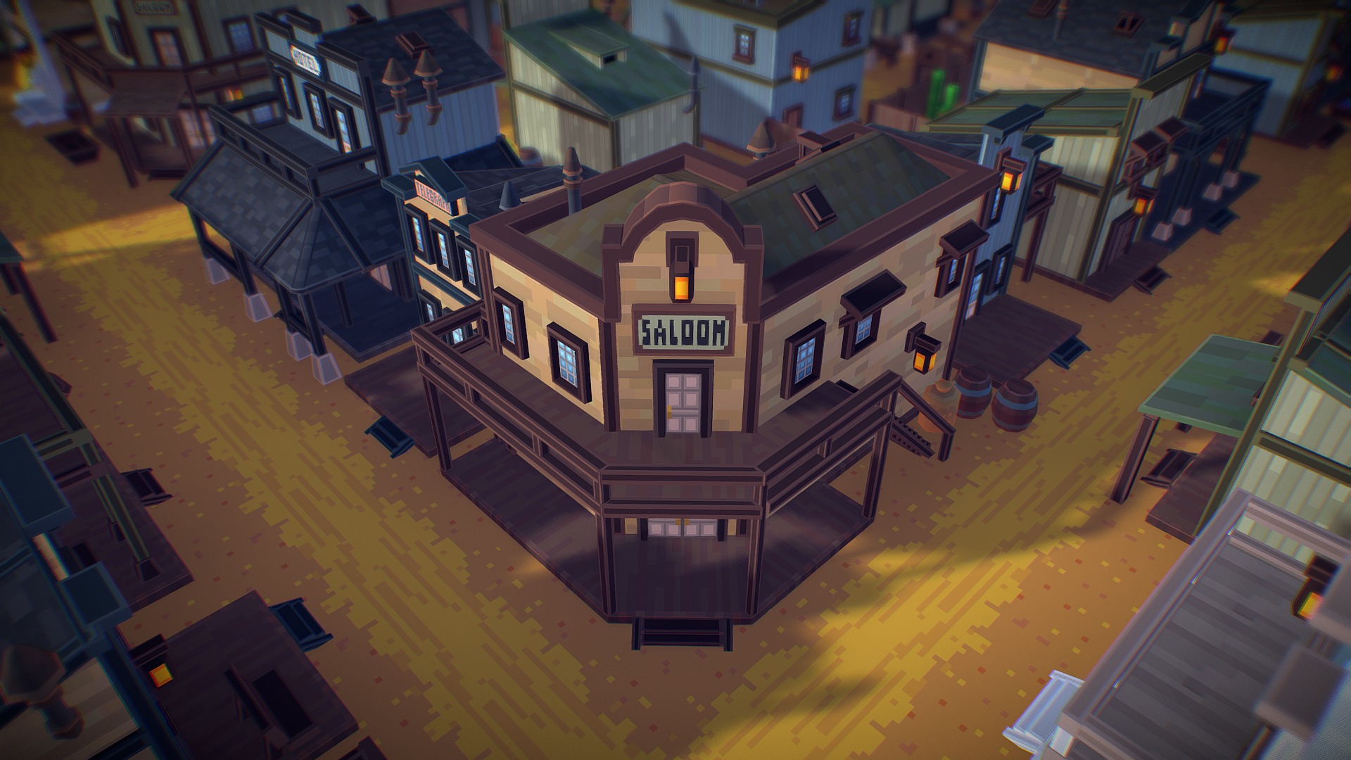 3D model Western Pixel Town - This is a 3D model of the Western Pixel Town. The 3D model is about a model of a house.
