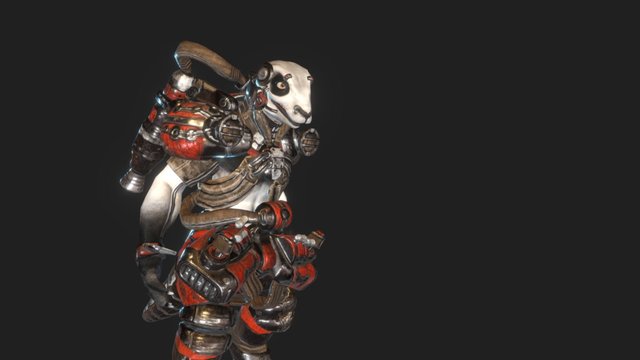Panda Raptor Rocketeer [Animated] 3D Model
