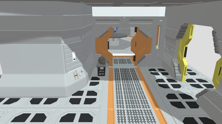 Sci-fi Corridor with Sliding doors 3D Model