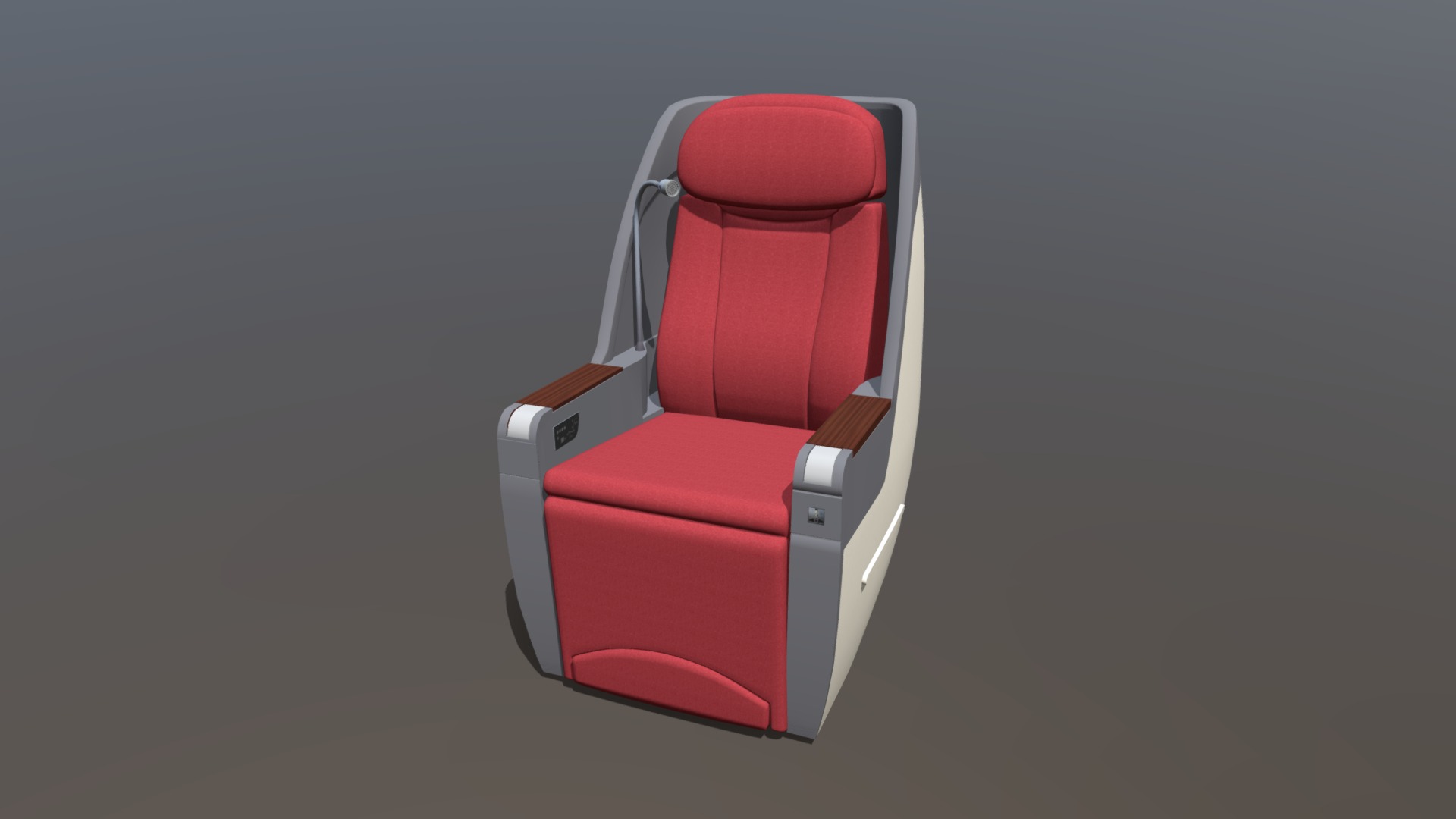 3D model Train seat 016 - This is a 3D model of the Train seat 016. The 3D model is about a red and white chair.