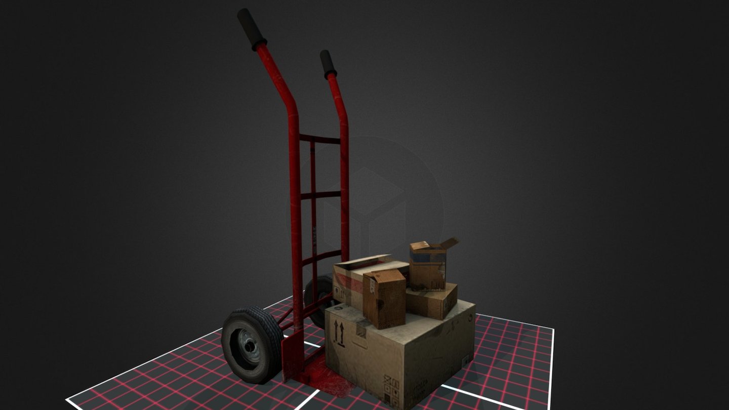 Handtruck and boxes