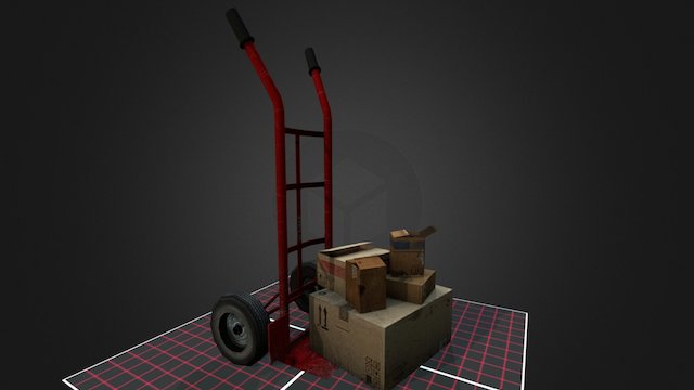 Handtruck and boxes 3D Model