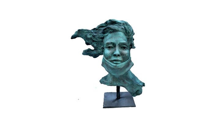 Woman with Mask cropped - weathered bronze 3D Model