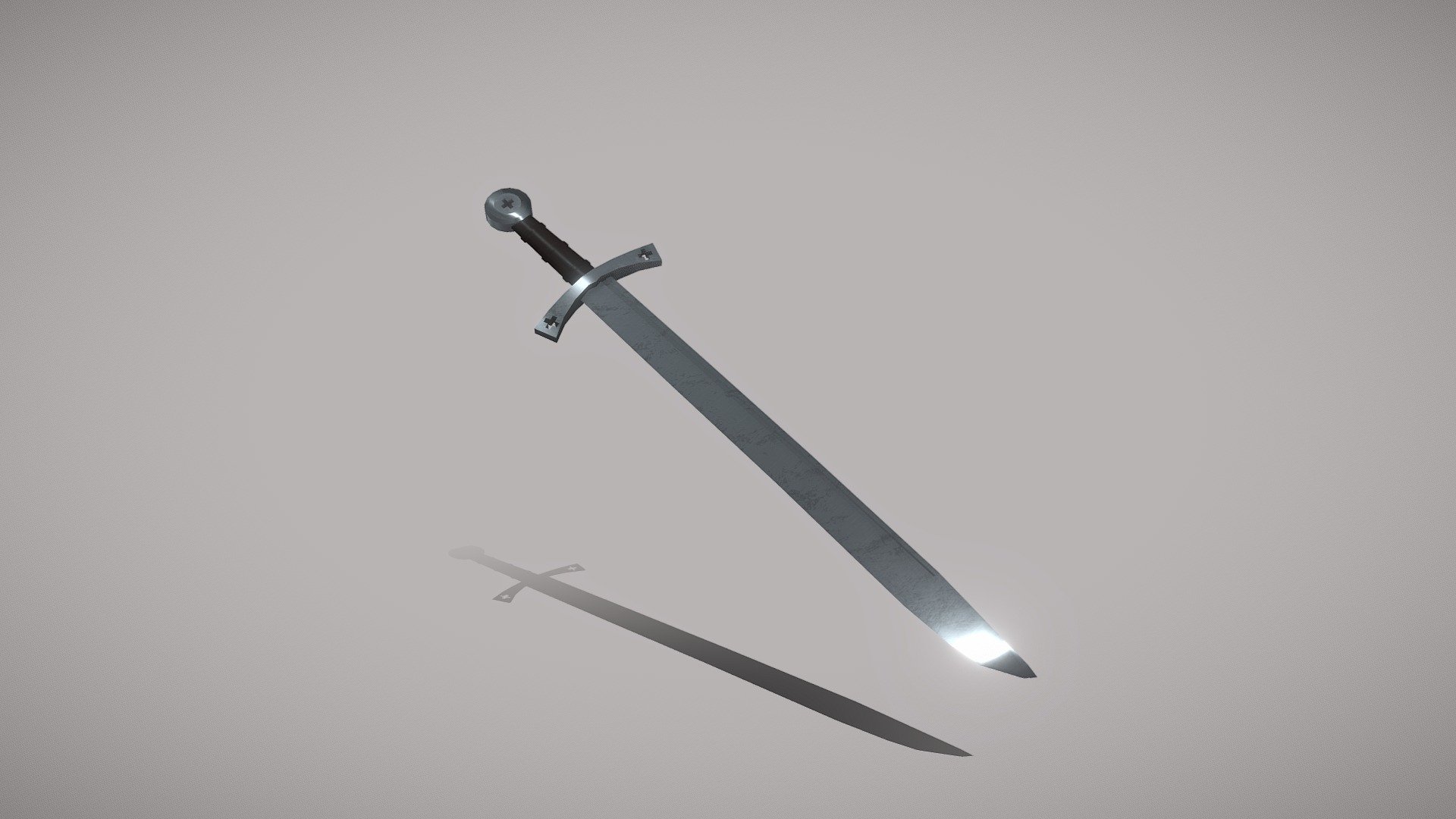 Crusader falchion sword lowpoly