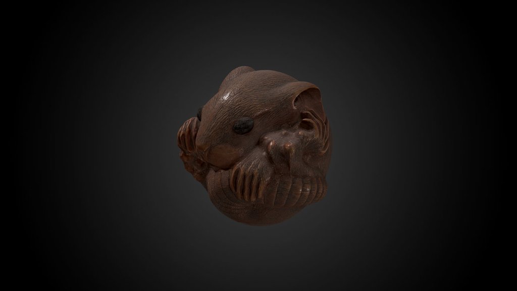 Netsuke - curled rat