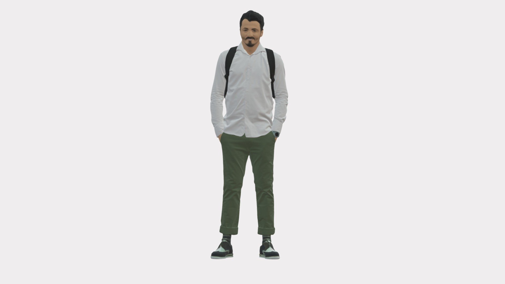 Man in a white shirt with a backpack 0189 - Buy Royalty Free 3D model ...