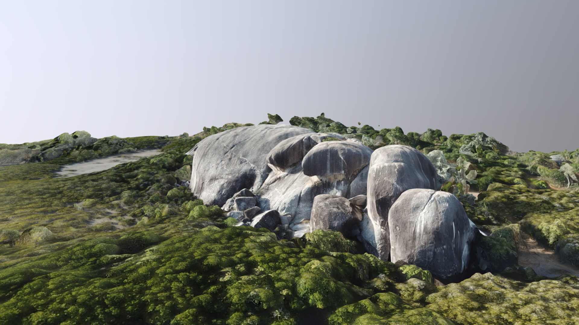 3D model Bald Rock on Cape Cleveland - This is a 3D model of the Bald Rock on Cape Cleveland. The 3D model is about a group of large rocks on a hill.