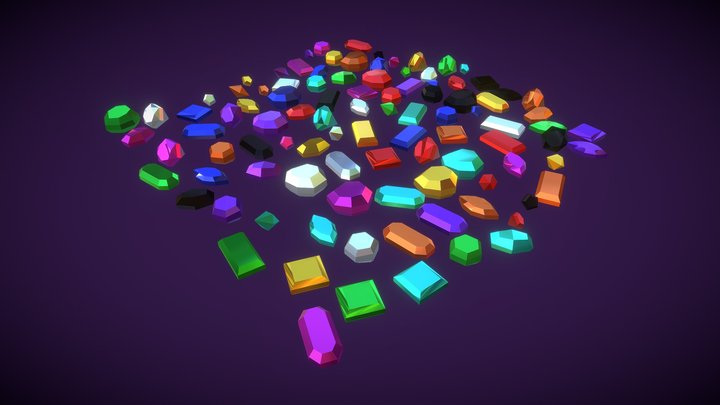 Gems - Low poly jewels 3D Model