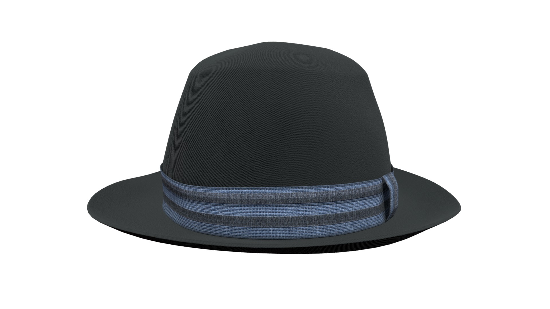 3D model Vintage hat - This is a 3D model of the Vintage hat. The 3D model is about a black hat with a black band.